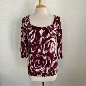 Lucky brand 100% cotton boho blouse ikat